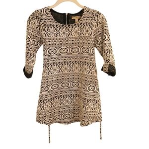 Speechless Girl's Black And White Modern Print  With Back Zipper And Tie Size 7